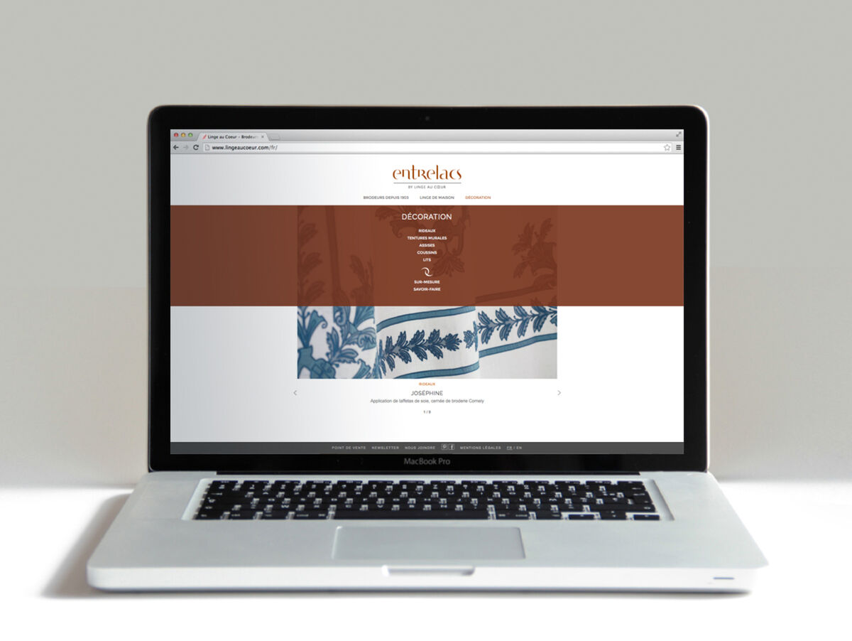 Page accueil roll site internet entrelacs – Linge au Cœur