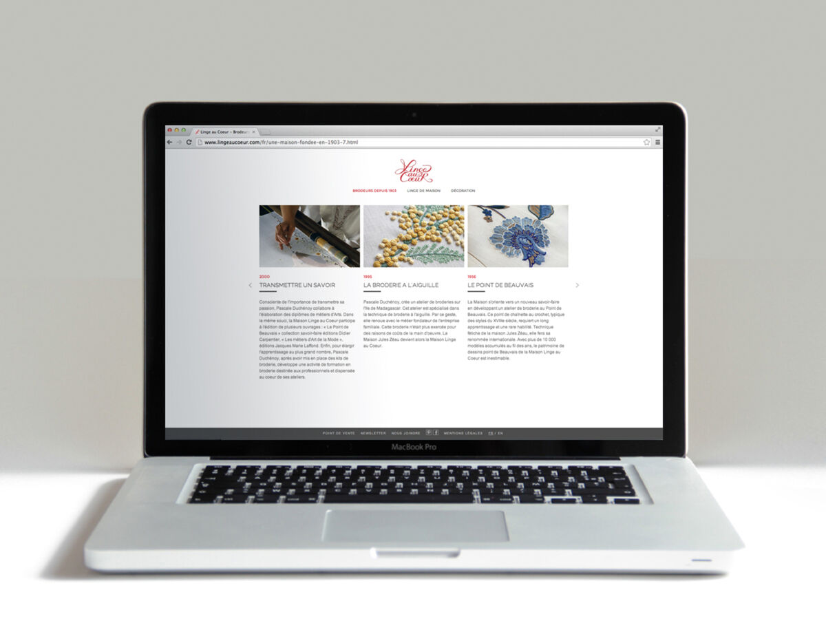 Page historique site internet – Linge au Cœur